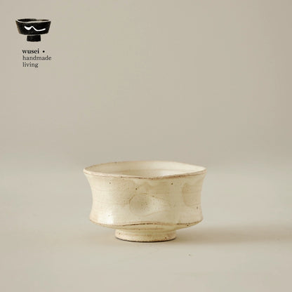 Handmade Hakeme Dimpled Tea Cup - Wabi-Sabi Rustic Pottery