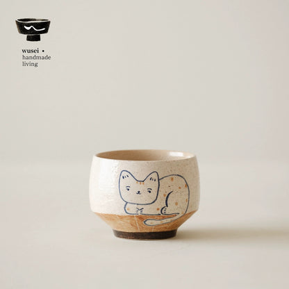 Hand-Painted Cat Mug - Whimsical Ceramic Breakfast Cup