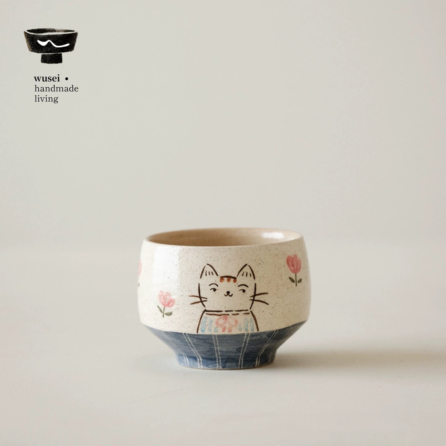 Hand-Painted Cat Mug - Whimsical Ceramic Breakfast Cup