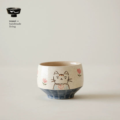 Hand-Painted Cat Mug - Whimsical Ceramic Breakfast Cup