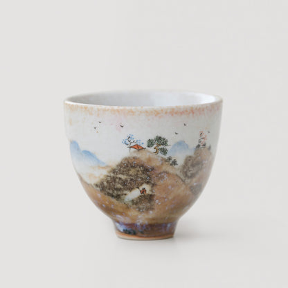 Tasse à thé avec motif de nuages ​​brûlés par le feu